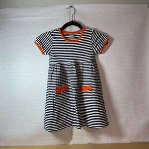 STITCHY FISH Navy, Orange, and White Girls Dress Size 5